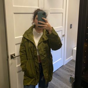 Military green waterproof rain jacket